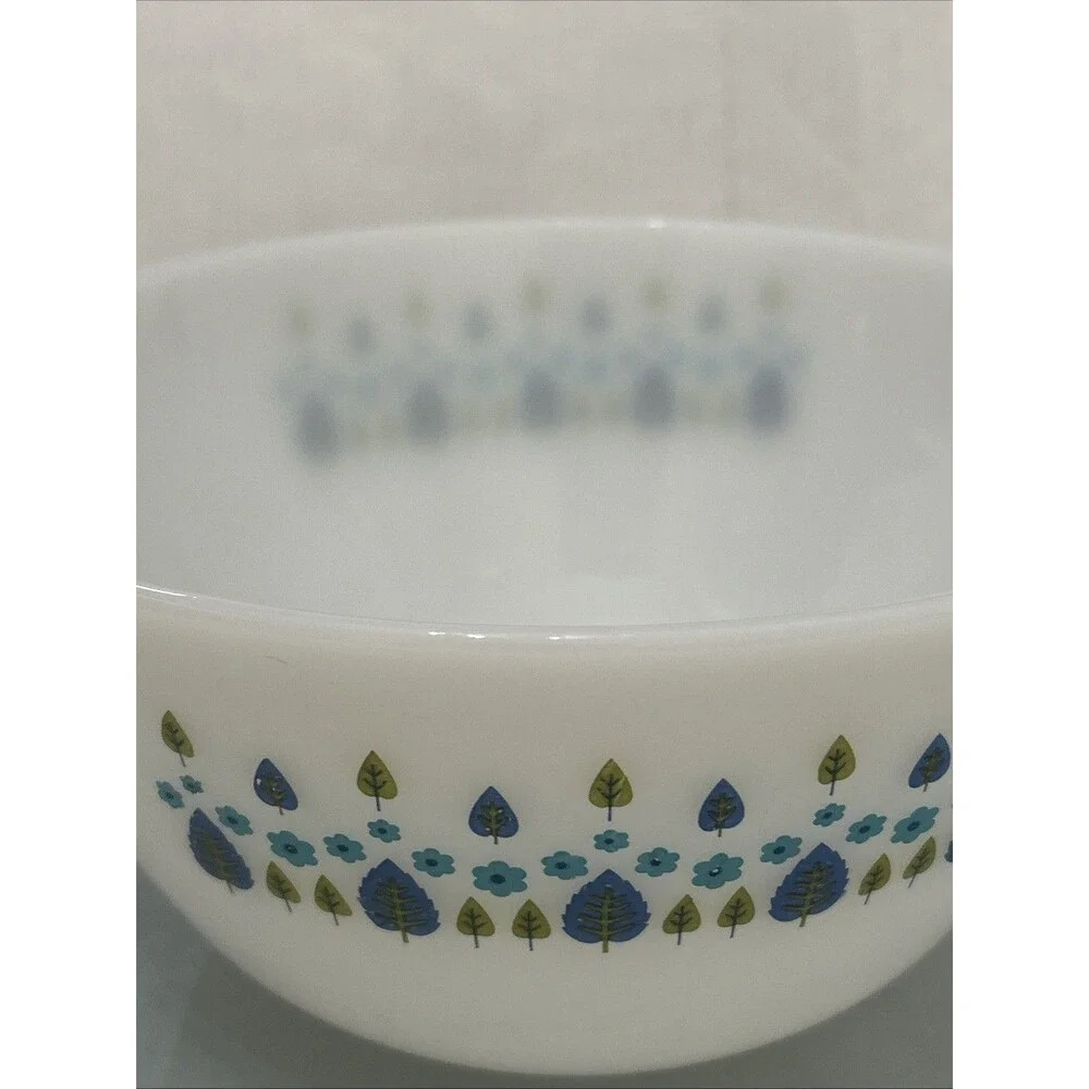 Vintage Fire King Swiss Alpine Milk Glass Mixing Bowl